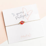Pulseras Hilo Básicas - Beige Ojo Turco Rojo