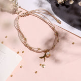 Pulseras Hilo Nudo - Beige Libélula y perla