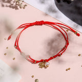 Pulseras Hilo Nudo - Rojo Trébol y perla