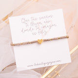 Pulseras hilo Tejidas - Corazon dorado beige