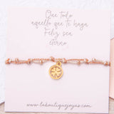 Pulseras Hilo Nudo - Brilloso Beige Trébol