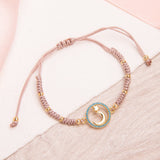 Pulseras Hilo Tejidas - Hilo Nude Rosa Luna Estrellita