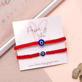 Pack Papá y yo - Pulseras Hilo Tejidas Roja Ojo Turco Azul
