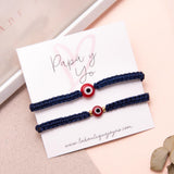 Pack Papá y yo - Pulseras Hilo Tejidas Azul Ojo Turco Rojo