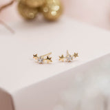 Aretes Mini - Trio de Estrellas Brillantes
