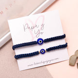 Pack Papá y yo Pulseras Hilo Tejidas Azul Ojo Turco Azul