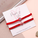 Pack Papá y yo - Pulseras Hilo Tejidas Rojo Ojo Turco Rojo