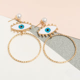 Maxi Aretes - Aro Ojo Turco Blanco Perla