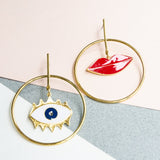 Maxi Aretes - Impares pares Boca y ojo colgante