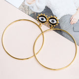 Maxi Aretes - Ojo turco negro Aros colgantes
