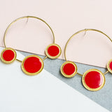 Maxi Aretes - Aros con Tres Círculos rojos