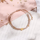Pulseras Hilo Tejidas - Beige Corazón