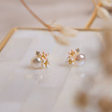 Aretes Mini - Perla y Rosas