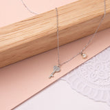 Collares - Llave y perlita silver