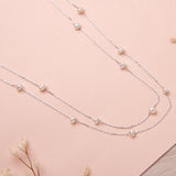 Collares - Doble nivel perlitas separadas Silver