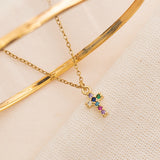 Collares - Cruz circoncitos multicolor
