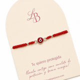 Pulseras Hilo Tejidas - Ojo Turco Rojo Plata
