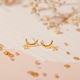 Aretes Mini - Luna y Estrella brillante