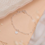 Pulsera Broche - Corazon link silver