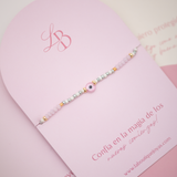 Pulseras Hilo Murano - Ojo Turco Rosado