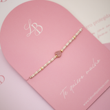 Pulseras Hilo Murano - Corazón Cuarzo Rosa