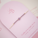 Pulseras Hilo Murano - Corazón Cuarzo Amatista