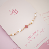 Pulseras Broche - Corazón  Cuarzo Rosa