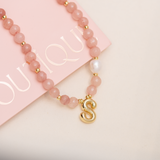Collares - Iniciales Cuarzo Rosa