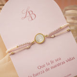 Pulseras Hilo Murano - Virgen en Tono Rosa