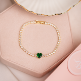 Pulseras Broche -  Corazón Esmeralda