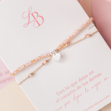 Pulseras Hilo Murano - Corazón Silver Rosa