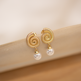 Aretes Mini - Caracol y Perla