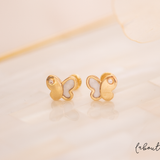 Aretes Mini - Mariposa nácar y circón Niña