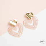 Maxi Aretes - Corazón Acrílico Rosado