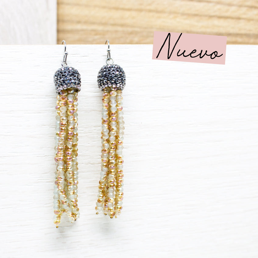 Maxi Aretes Borla Crema,Marron Murano LaBoutique Joyas