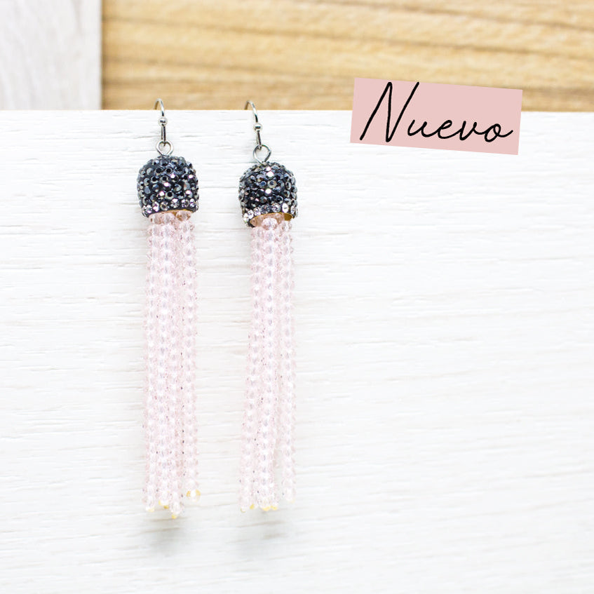 Maxi Aretes Borla Rosado Murano LaBoutique Joyas