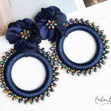 Maxi Aretes - Alexia Floral Azul Noche
