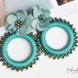 Maxi Aretes - Alexia Floral Verde Agua
