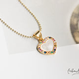 Collares - Corazón nácar y circones multicolor
