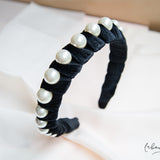Diadema - Terciopelo Perlas Negro
