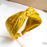 Diadema - Anchas Santin Mostaza Estrellas plateadas