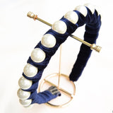 Diadema - Terciopelo Perlas Azul Noche