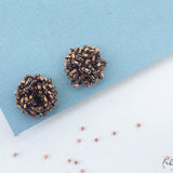 Maxi Aretes - Pompon de Mostacillas Marrón