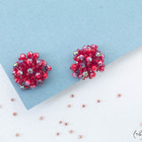 Maxi Aretes - Pompon de Mostacillas Rojo