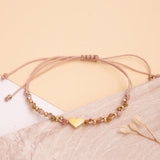 Pulseras Hilo Trenzada - Corazon Muranos dorado lila