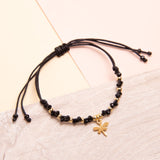 Pulseras Hilo Trenzada -  Libélula Muranos Negros