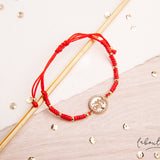Pulseras Hilo Tejidas - Árbol de la vida nácar rojo