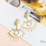 Maxi Aretes - Perla ojo turco colgante