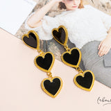Maxi Aretes - Corazones Negros colgantes