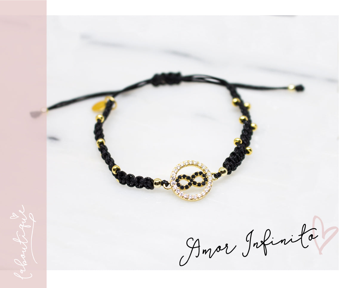 Pulseras Hilo Tejidas Negro Infinito Circ Ci 